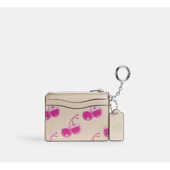 Coach Coachtopia The Summer Wavy Zip Card Case With Cherry Print In Chalk CBU94 - Picture 5 of 6